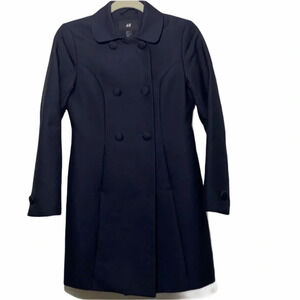 H&M Women’s navy double breasted peacock jacket 4